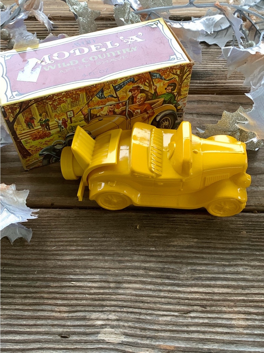 Avon After Shave in Bright Yellow Vintage Model Car Collectible